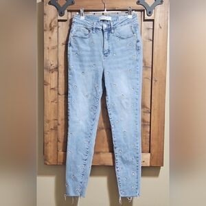 Judy Blue Light Wash Embroidered Star Skinny Jeans Size 5/27